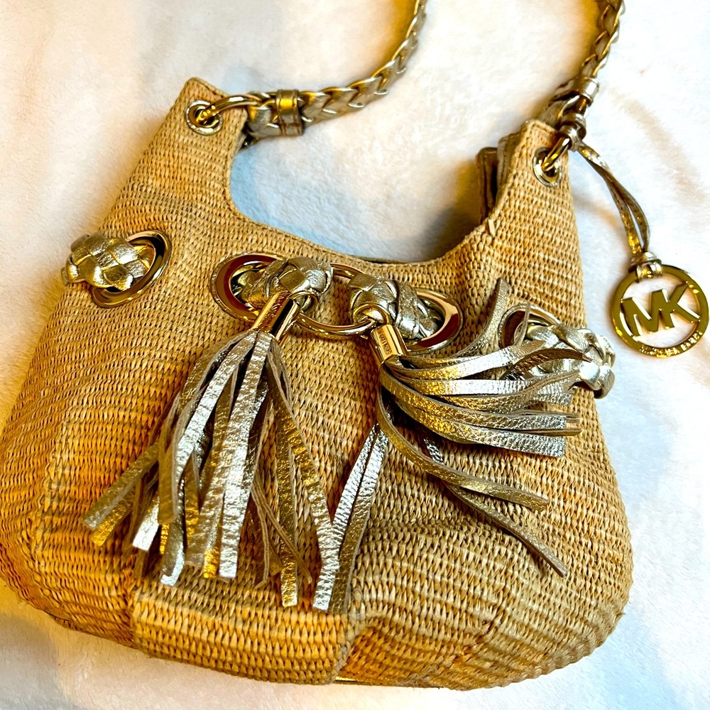 Michael Kors straw tote in gold